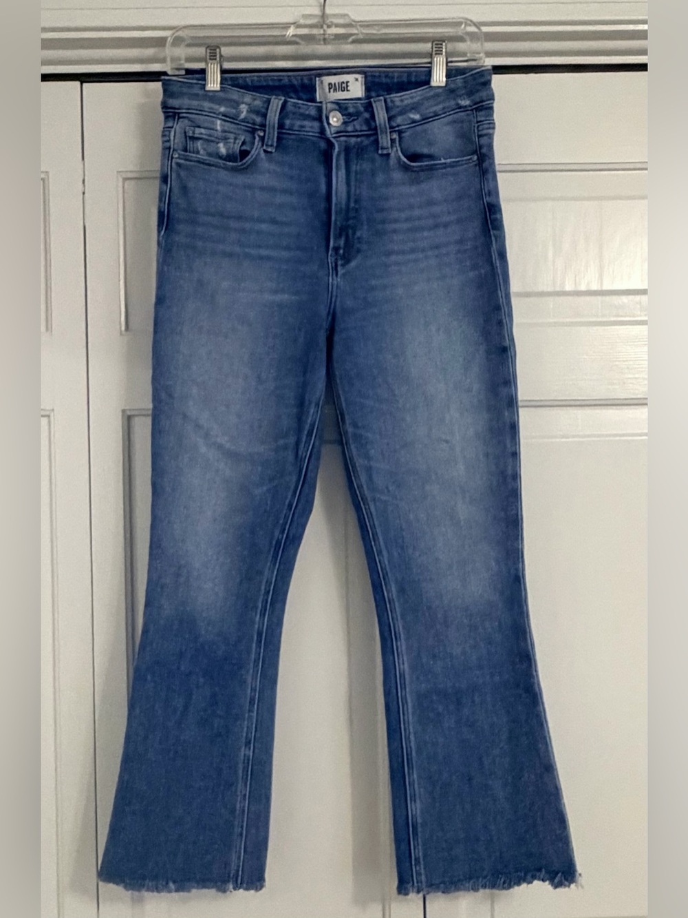 PAIGE Colette Crop Flare Jeans Raw Hem sz 28